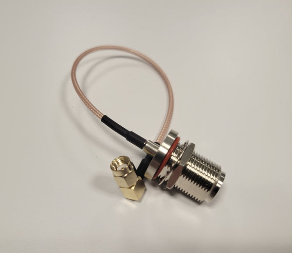 Pigtail - N-Type Female Bulkhead to RP-SMA Male (Right-Angle)